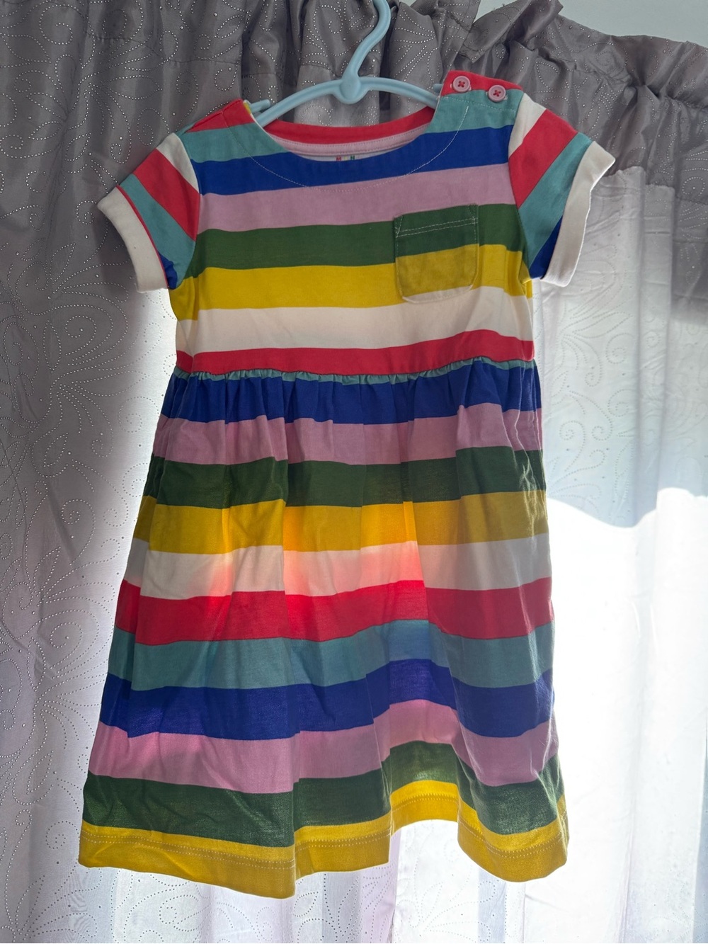 Kids Rainbow Stripe Cotton Dress - Multicolor